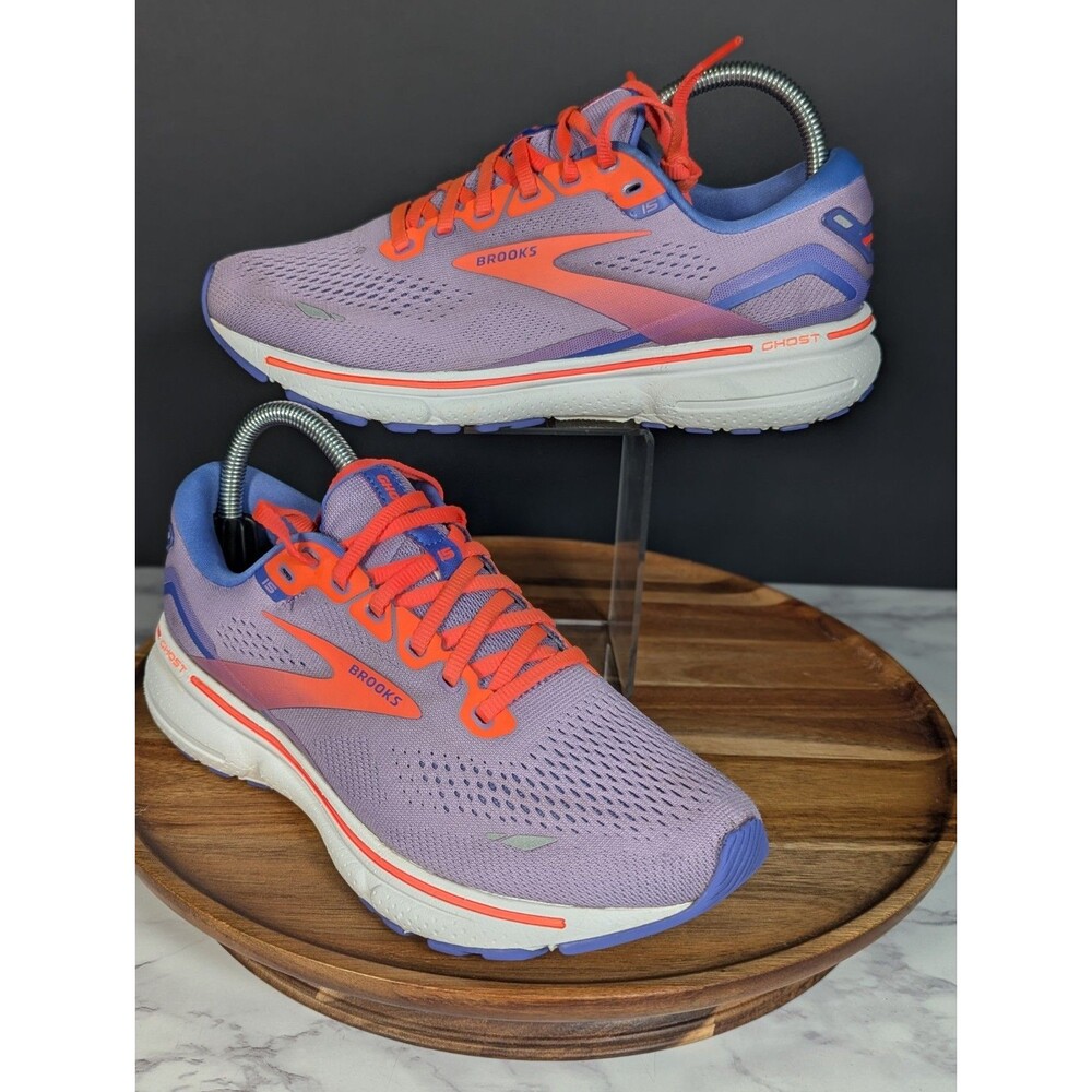 Brooks Ghost 15 Purple Orange Pink Athletic Sneakers Women's US 8 Medium Width